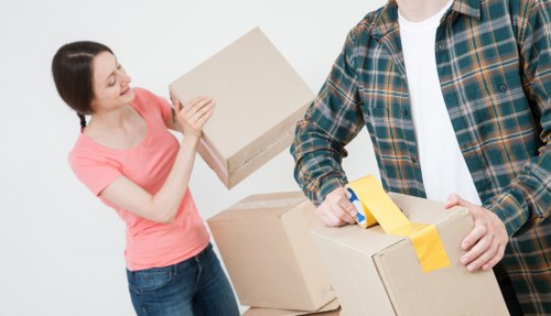 Prepared household boxes for removals in Tolworth