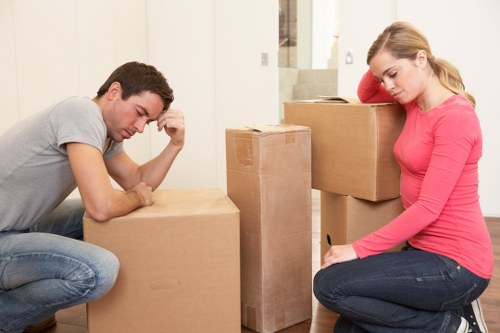 Packed boxes ready for removals and storage in Tolworth